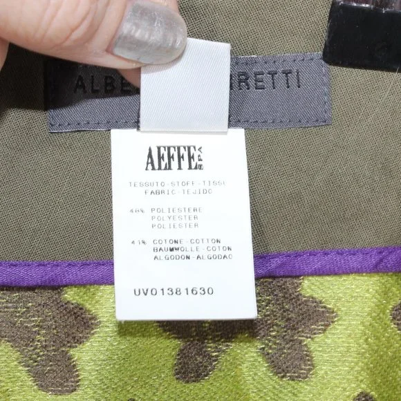 Alberta Ferretti Green Cotton Blend Lotus Flowers Tapestry Pencil Skirt Size 8 - Picture 9 of 10